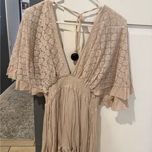 Magnolia Lace Detail Beige Dress